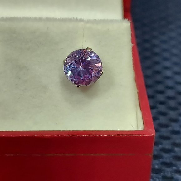 Single Sterling Pink Tourmaline 5mm earring stud - Picture 1 of 6